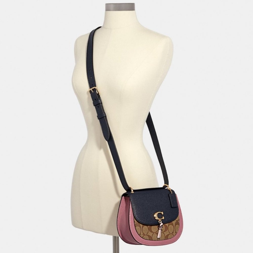 $239 *NEW* COACH Im/Khaki/Midnight Blue Multi Saddle Bag - Picture 13 of 15